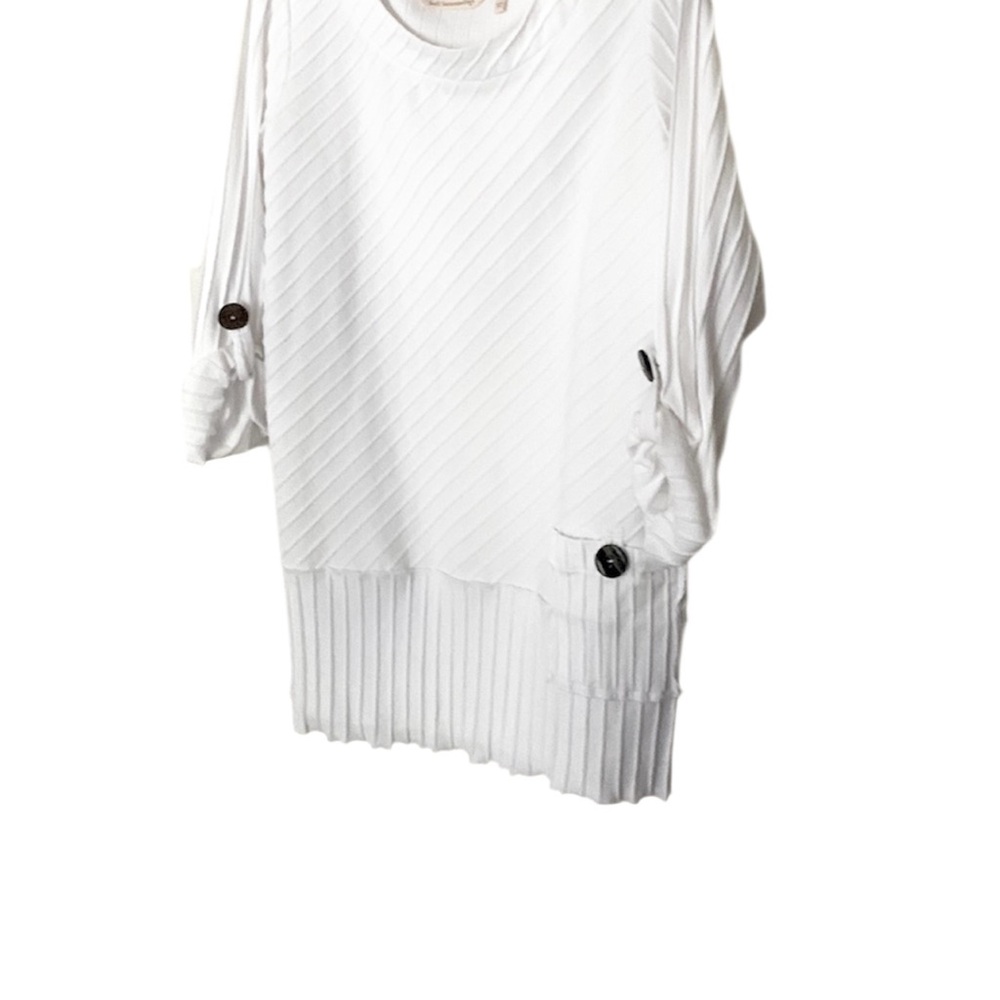 Soft Surroundings Coastal White Top LagenLook Asymmetrical Artsy Size Large EUC - Picture 4 of 8